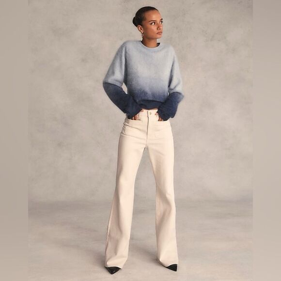 NWT J CREW Petite high-rise flare jean in Ecru Wash - Picture 6 of 10